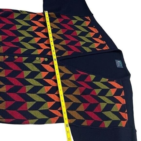 Limnos Pure New Wool Multicolor Geometric Grandpa Cardigan Cozy Cabin Men's L - Picture 6 of 7